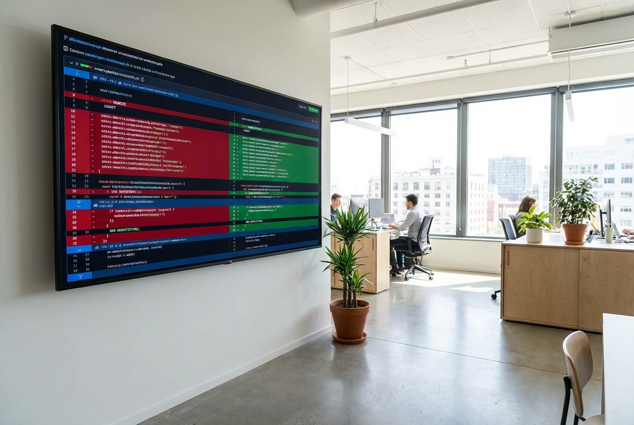 Code diff showing heavy churn and rewrites